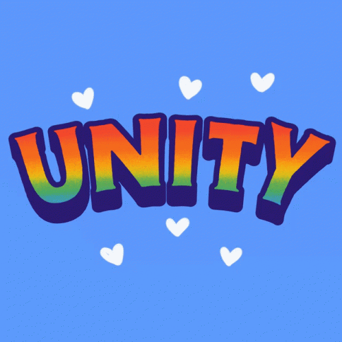 Blue Background With Unity Surrounded By Hearts