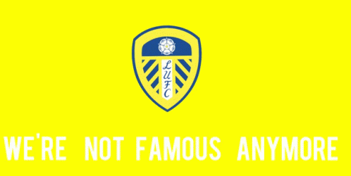 Blue Background Yellow Logo We're Not Famous Anymore GIF