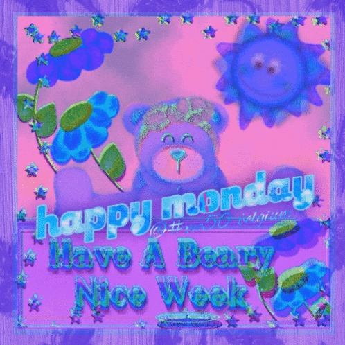 Blue Bear Animated Happy Monday GIF