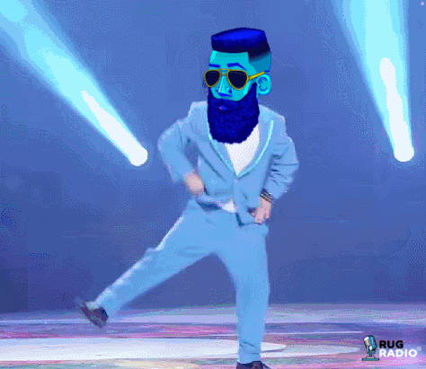 Blue Bearded Man Sunglasses Dancing Rug Radio Stage