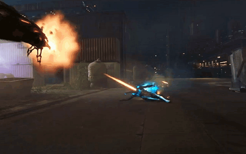 Blue Beetle Attacking GIF
