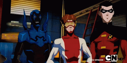 Blue Beetle With Bart Allen And Robin GIF