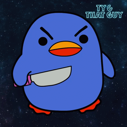 Blue Bird With Knife in Mouth Says That's Strike One