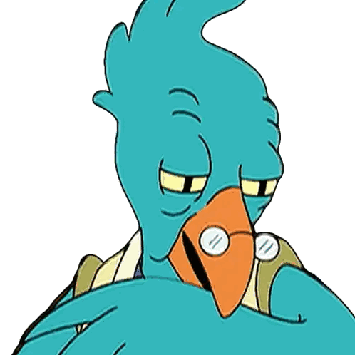 Blue Bird with Orange Beak and Glasses
