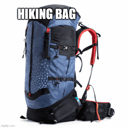 Blue Black Hiking Bag Saying Hiking Bag