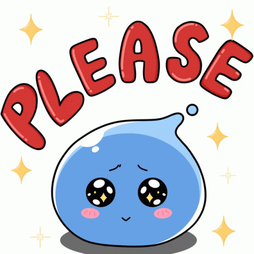 Blue Blob With Face Saying Please GIF