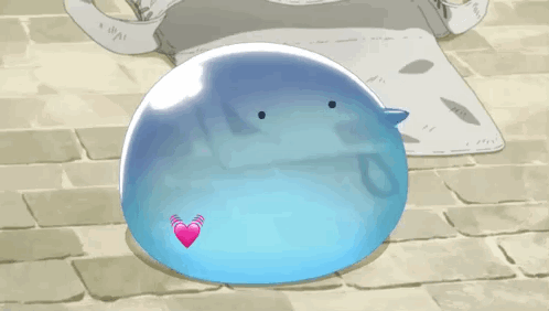 Blue Blob with Pink Heart