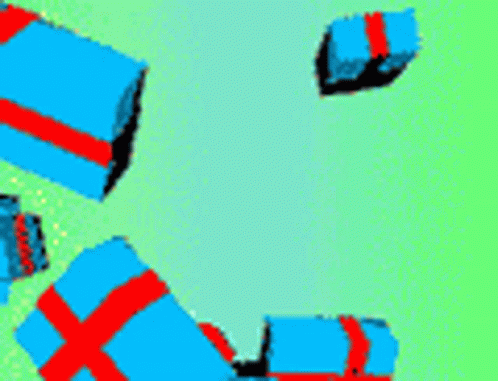 Blue Boxes With Red Ribbons Floating