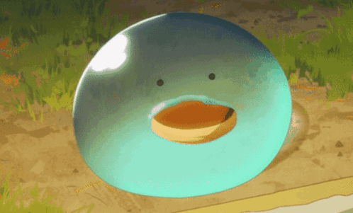Blue Bubble With Pancake In Mouth