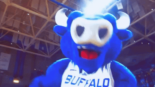 Blue Buffalo Mascot Wearing White Shirt