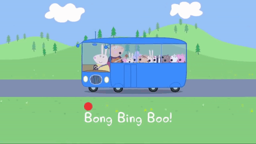 Blue Bus Driving Bing Bong Bingly Bungly Boo GIF