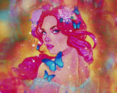 Blue Butterflies Beauty Queen GIF
