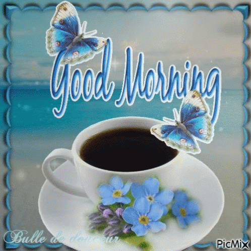 Blue Butterflies Good Morning GIF