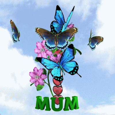 Blue Butterflies Mother's Day GIF