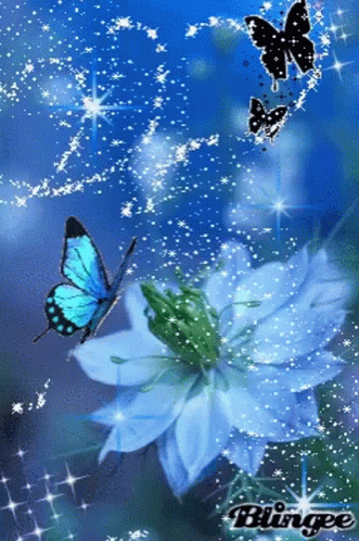 Blue Butterfly Glitters GIF