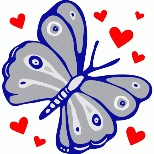 Blue Butterfly Heart Stickers GIF