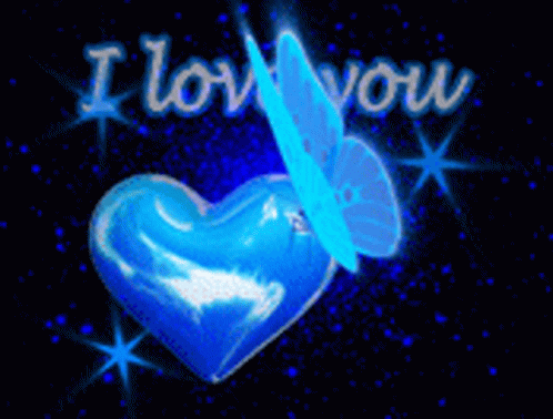 Blue Butterfly I Love You Heart GIF