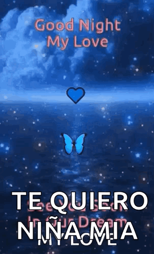 Blue Butterfly Over Blue Heart GIF