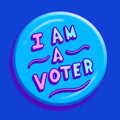 Blue Button Saying I Am a Voter