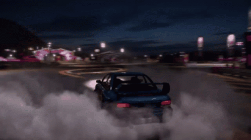 Blue Car Drifting in Video Game