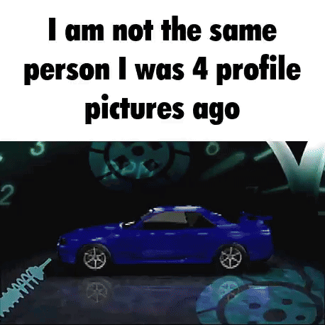 Blue Car In Front Of Sign Saying Not Same Person GIF