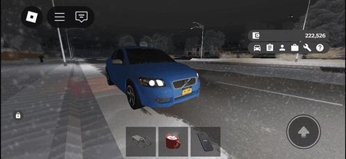 Blue Car New York License Plate Snowy Road GIF