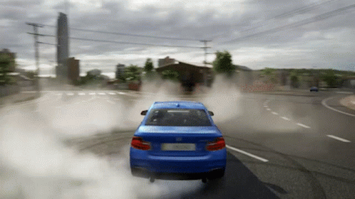 Blue Car With BMW License Plate