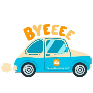Blue Car with Byeeeee