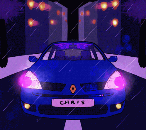 Blue Car With Name Chris GIF