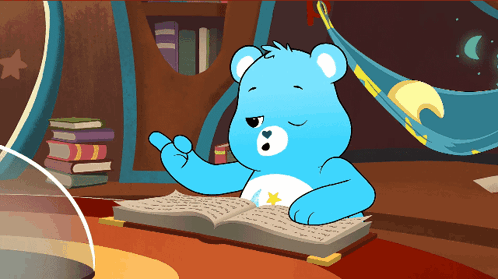 Blue Care Bear Reading Book With Star