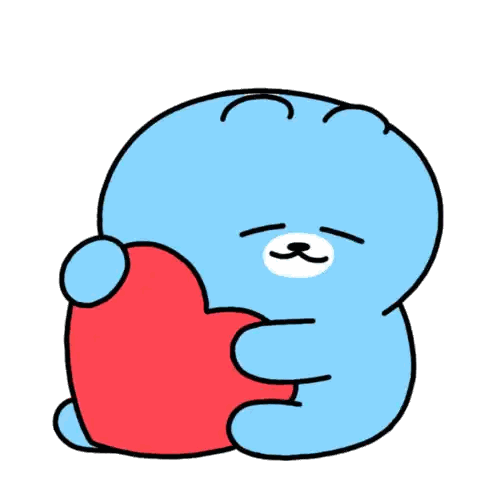 Blue Cartoon Bear Holding Heart