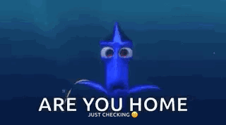 Blue Cartoon Character Eyes Saying Are You Home
