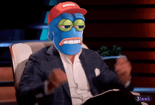 Blue Cartoon Character In Red Apepets Hat GIF