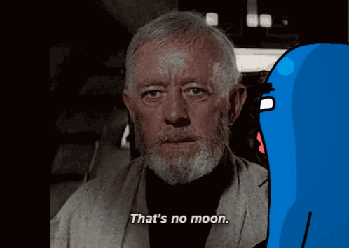 Blue Cartoon Character Says We Know in Star Wars Scene