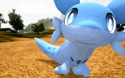 Blue Cartoon Character Standing in Field