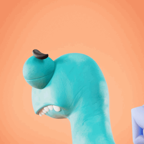 Blue Cartoon Character with Mustache and Big Eyes