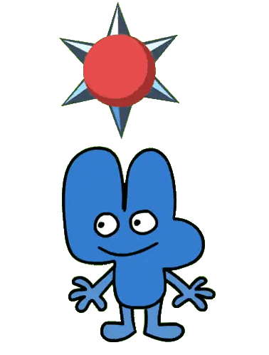 Blue Cartoon Character with Red Ball