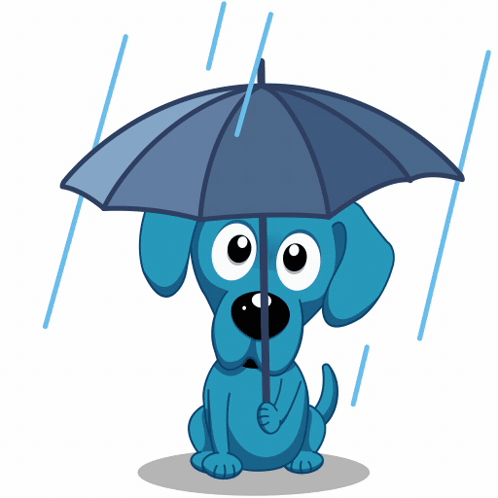 Blue Cartoon Dog Holding Umbrella
