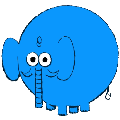 Blue Cartoon Elephant with Big Eyes