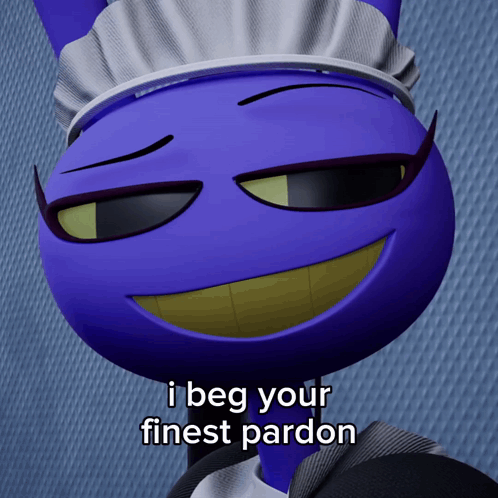 Blue Cartoon Maid Smiling I Beg Your Finest Pardon
