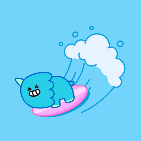 Blue Cartoon Rhino On Blue Wave GIF