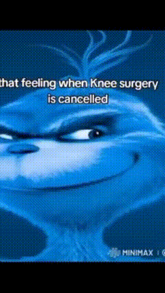 Blue Cartoon That Feeling When Knee Surgery Cancelled