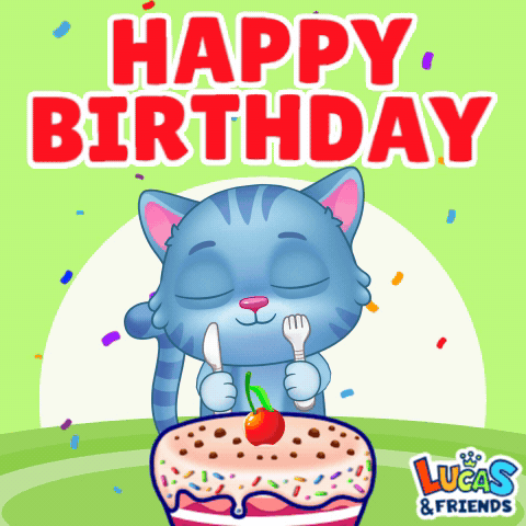 Blue Cat Holding Knife and Fork