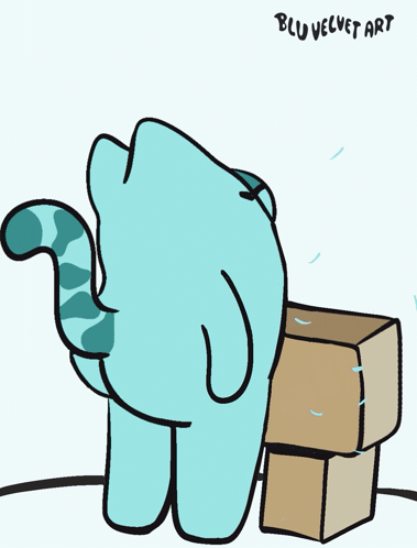 Blue Cat Next to Cardboard Boxes