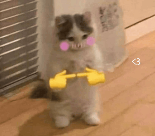 Blue Cat Pixel Art Blushes GIF