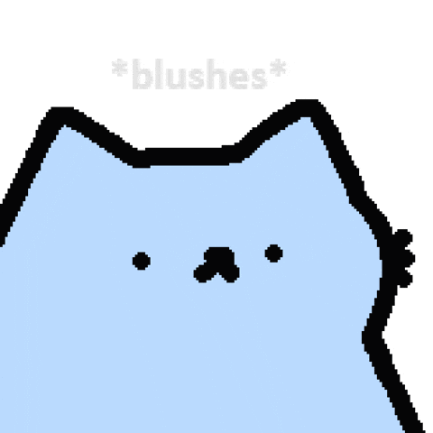 Blue Cat Pixel Art Blushing GIF