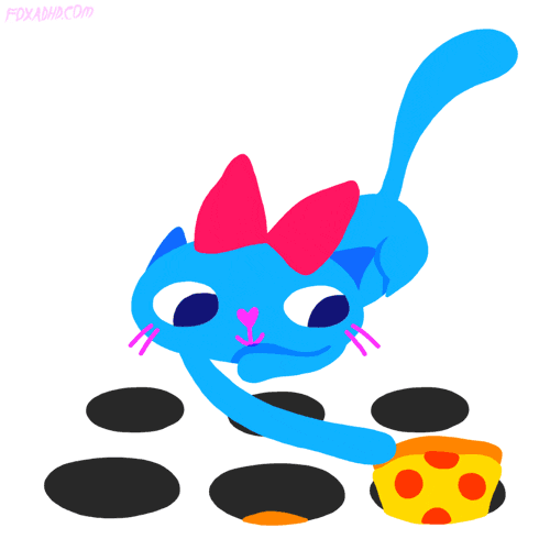 Blue Cat Playing Whack A Mole GIF