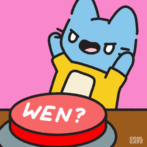 Blue Cat Pushing Wen Button GIF
