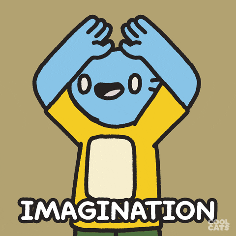 Blue Cat Rainbow Imagination GIF
