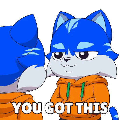 Blue Cat Saying You Got This
